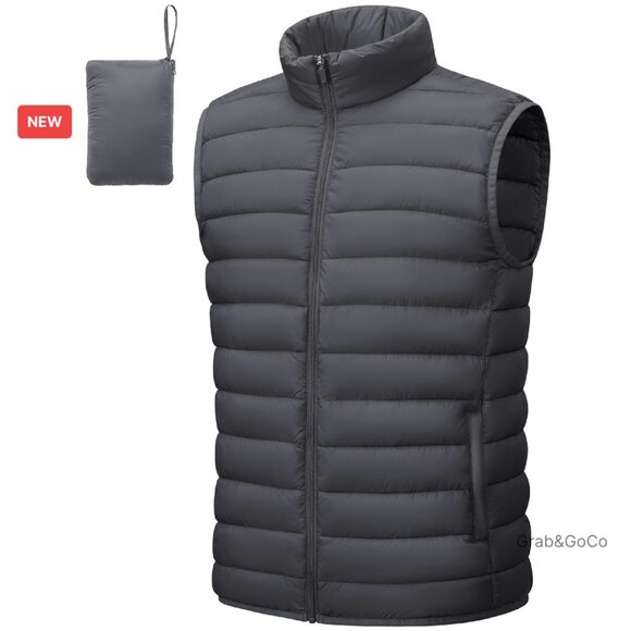 Men's Lightweight Puffer Vest Packable Windproof Winter Outdoor Sleeveless